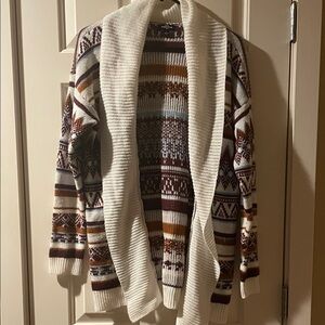 Ransom Cozy Multicolor Knit Cardigan with White Trim